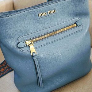 Miu Miu by Prada bucket calf-skin leather Madras tote